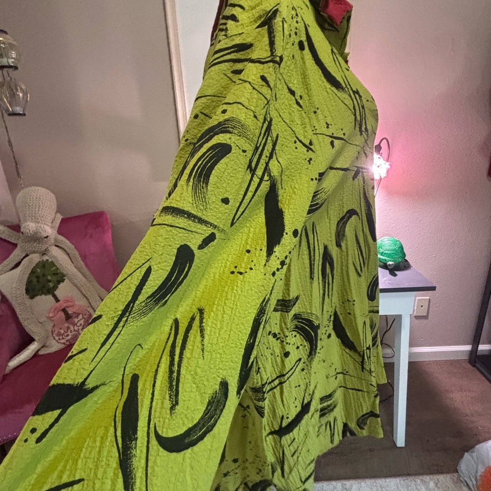Y&S Women’s XL Lime Green Abstract Print shirt jacket - Picture 12 of 16